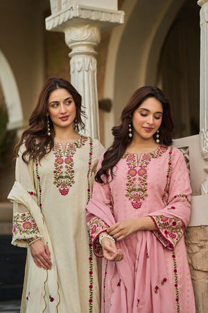 Blush Floral Embroidered Suit