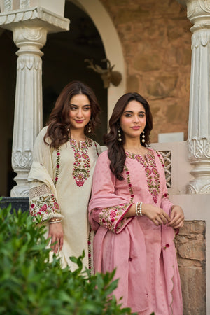 Blush Floral Embroidered Suit