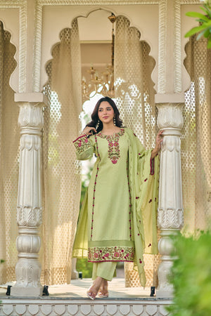 Mint Flora Embroidered Suit
