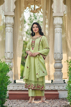 Mint Flora Embroidered Suit