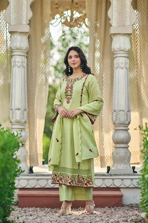 Mint Flora Embroidered Suit