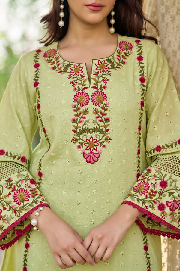 Mint Flora Embroidered Suit