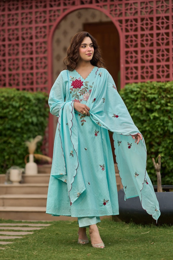 Sky Floral Suit Set