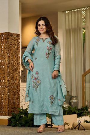 Sky Blossom Floral Suit Set