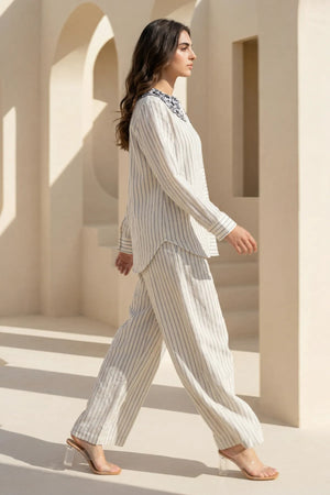 Ivory Linea Embroidered Co-ord Set