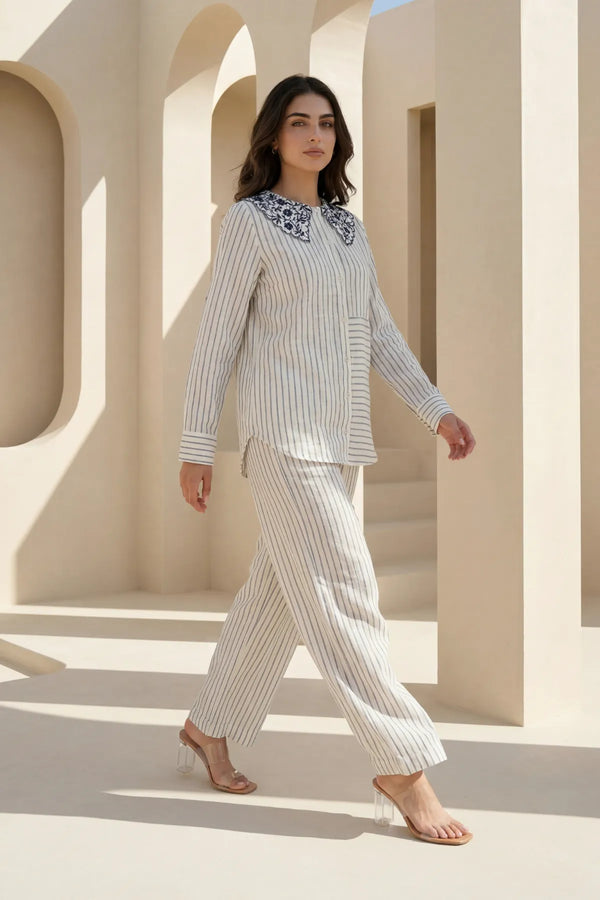 Ivory Linea Embroidered Co-ord Set