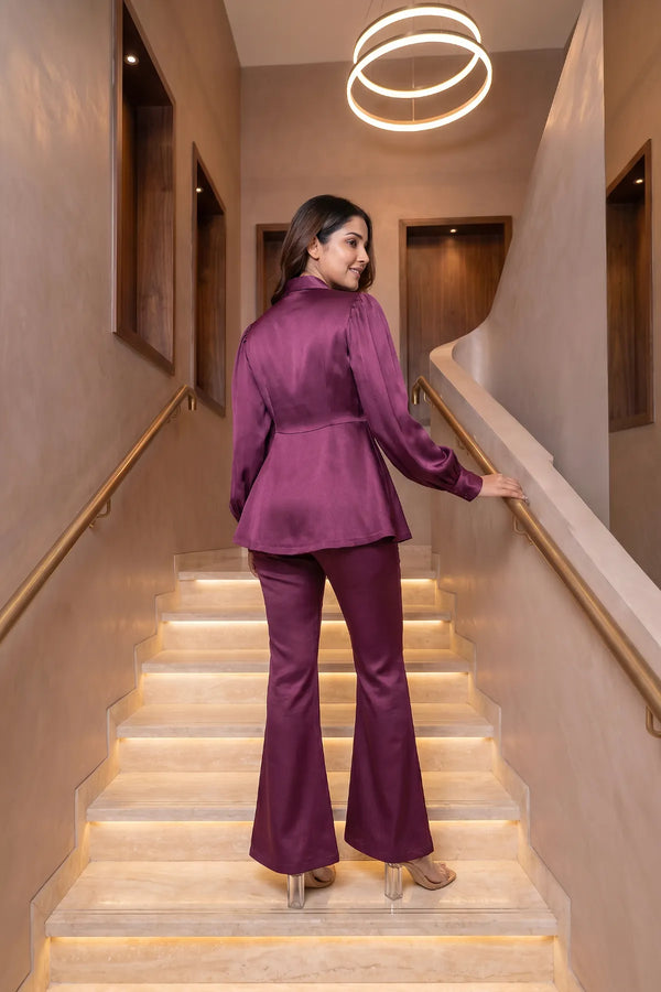 Imperial Wine Satin Set
