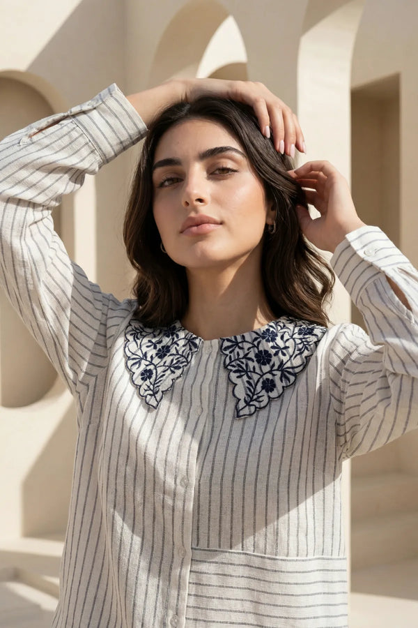 Ivory Linea Embroidered Co-ord Set
