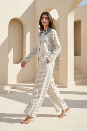 Ivory Linea Embroidered Co-ord Set