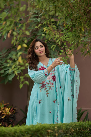 Sky Floral Suit Set