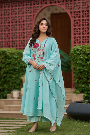 Sky Floral Suit Set