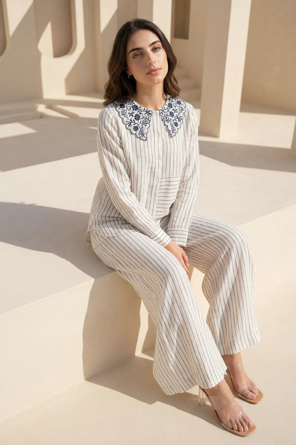 Ivory Linea Embroidered Co-ord Set