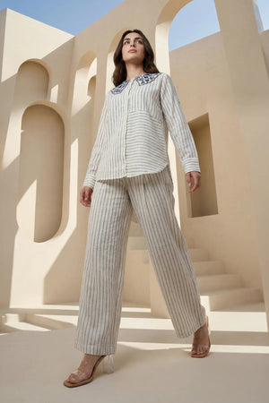 Ivory Linea Embroidered Co-ord Set