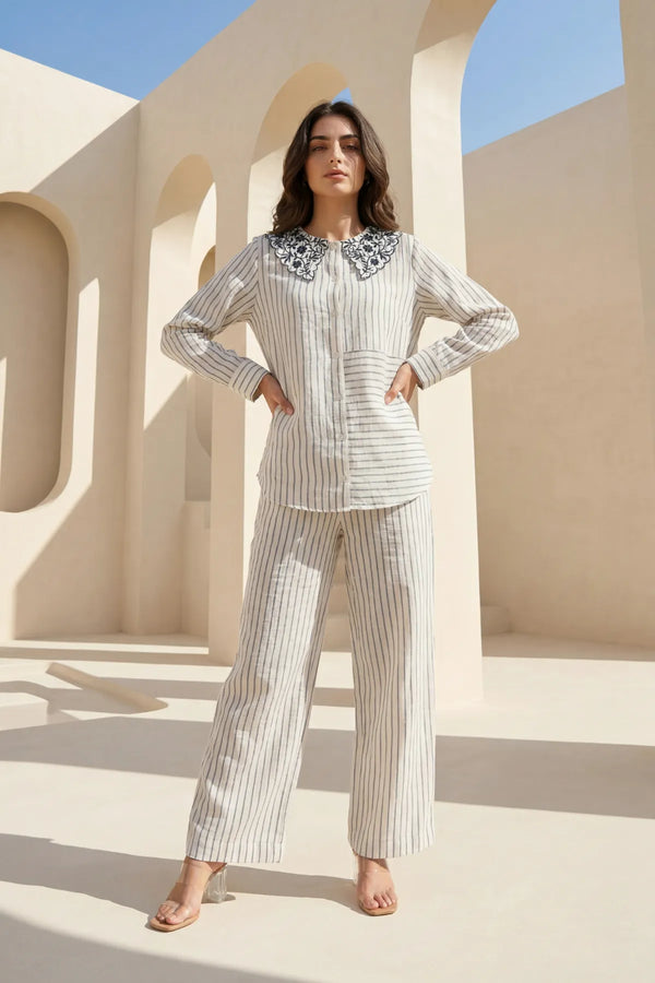 Ivory Linea Embroidered Co-ord Set