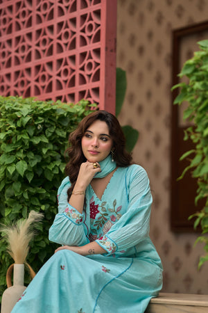 Sky Floral Suit Set