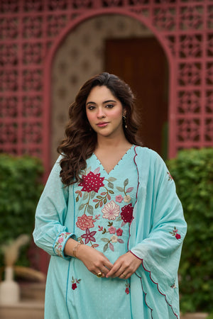 Sky Floral Suit Set