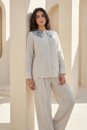 Ivory Linea Embroidered Co-ord Set