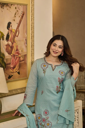 Sky Blossom Floral Suit Set