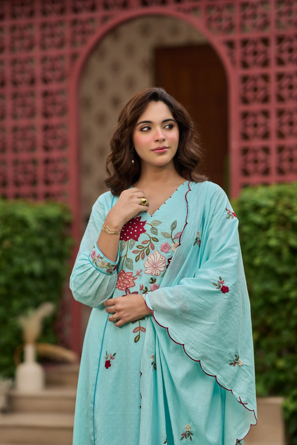 Sky Floral Suit Set