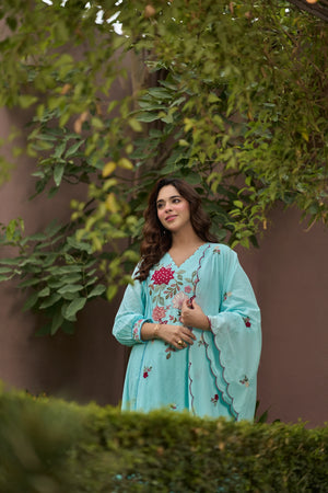 Sky Floral Suit Set