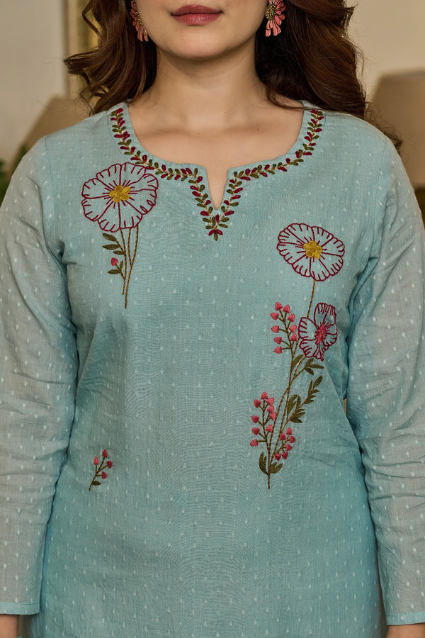 Sky Blossom Floral Suit Set