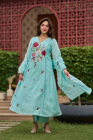 Sky Floral Suit Set