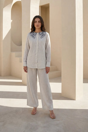 Ivory Linea Embroidered Co-ord Set