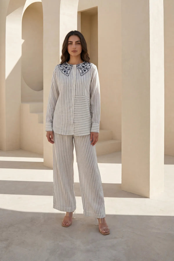 Ivory Linea Embroidered Co-ord Set