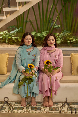 Sky Blossom Floral Suit Set