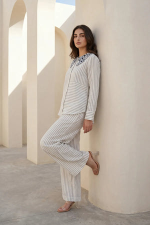 Ivory Linea Embroidered Co-ord Set
