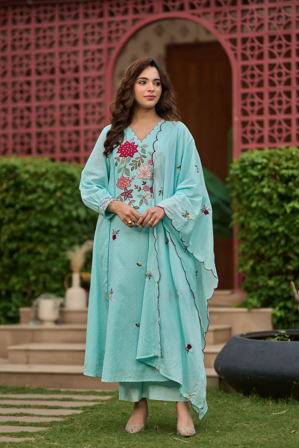 Sky Floral Suit Set