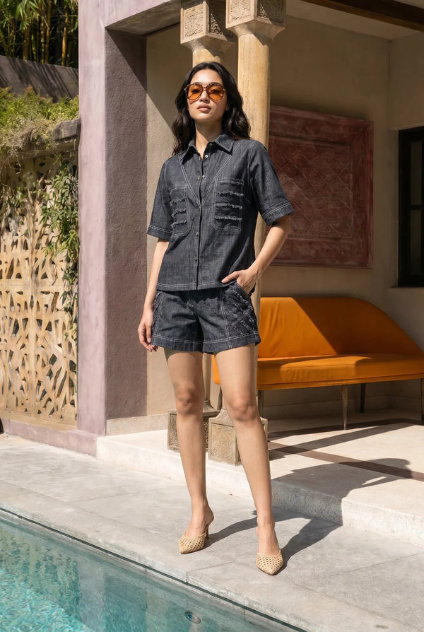 Azure Stitch Denim Co-ord