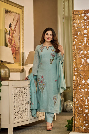 Sky Blossom Floral Suit Set
