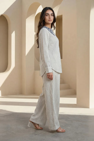 Ivory Linea Embroidered Co-ord Set