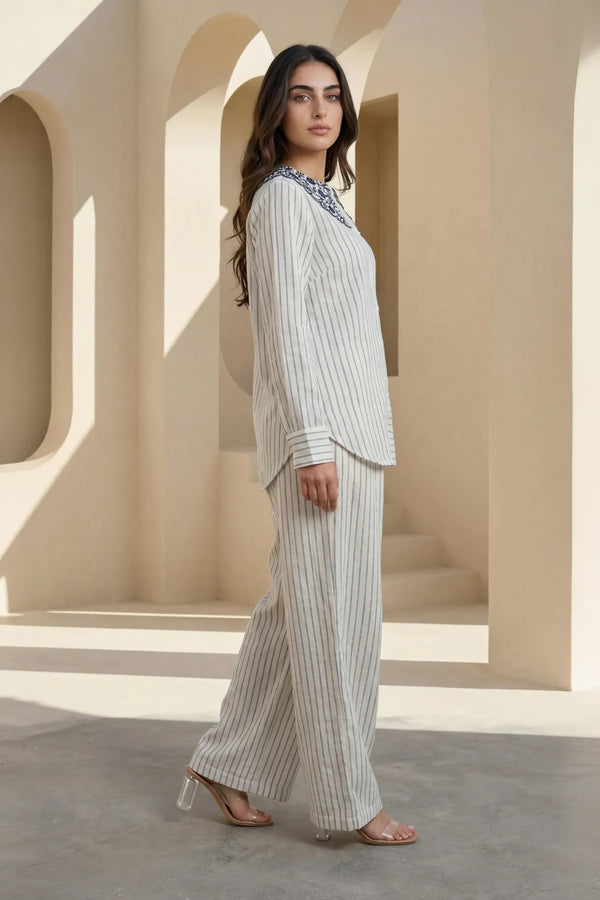 Ivory Linea Embroidered Co-ord Set