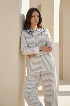 Ivory Linea Embroidered Co-ord Set