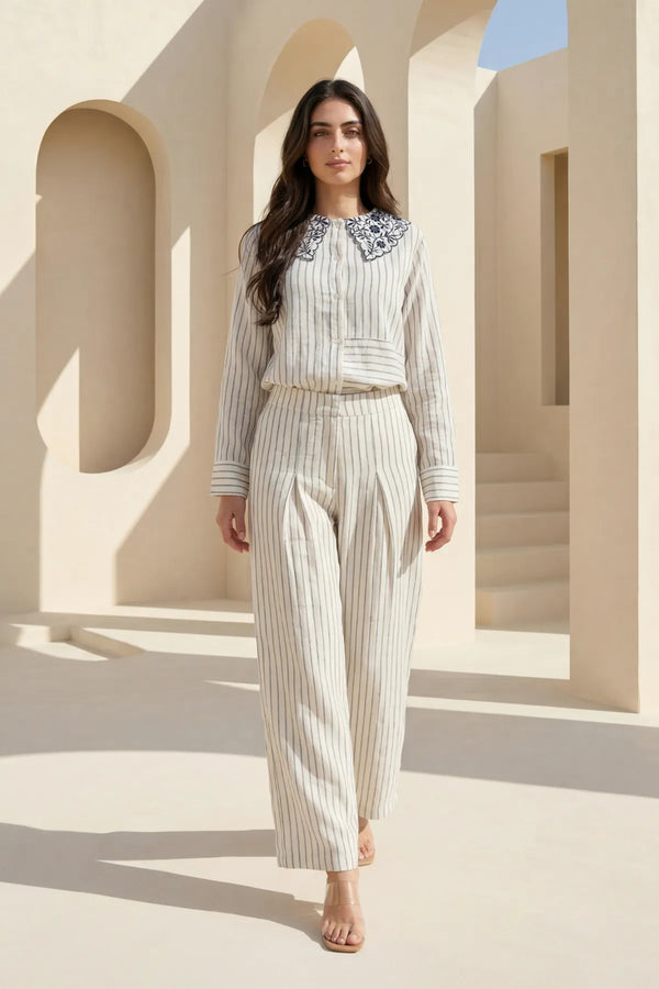 Ivory Linea Embroidered Co-ord Set