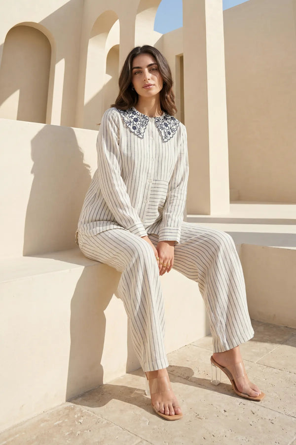 Ivory Linea Embroidered Co-ord Set
