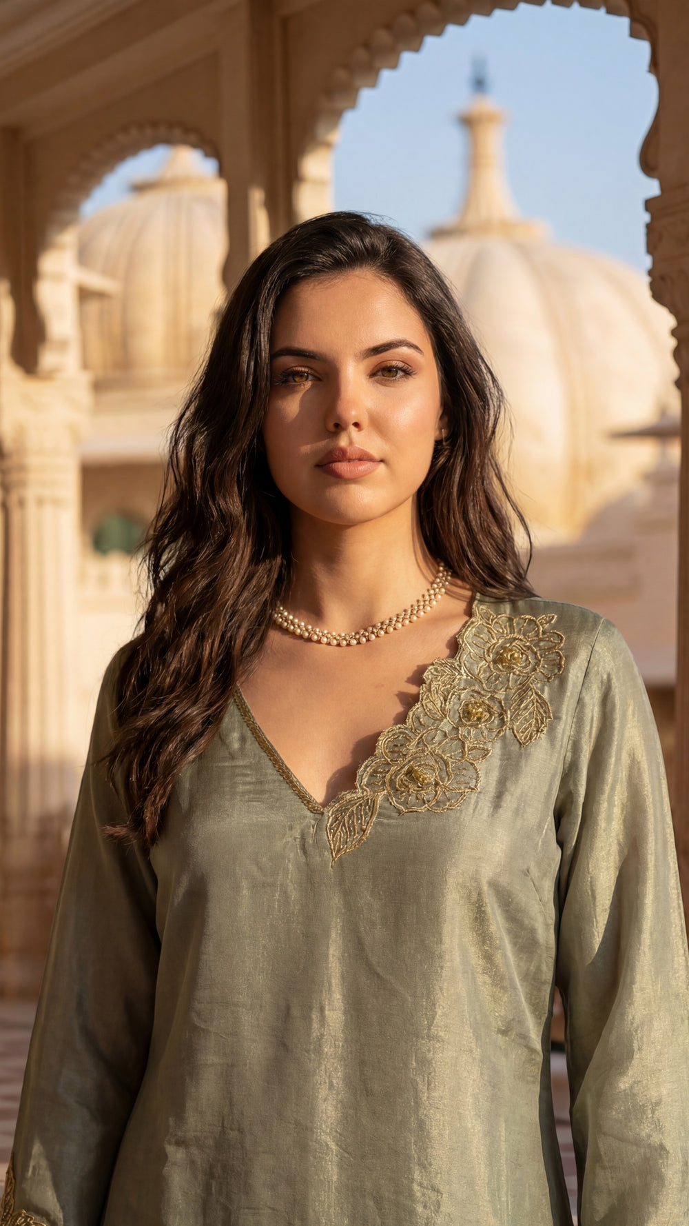 Sage Bloom Shimmer Tissue Suit Set