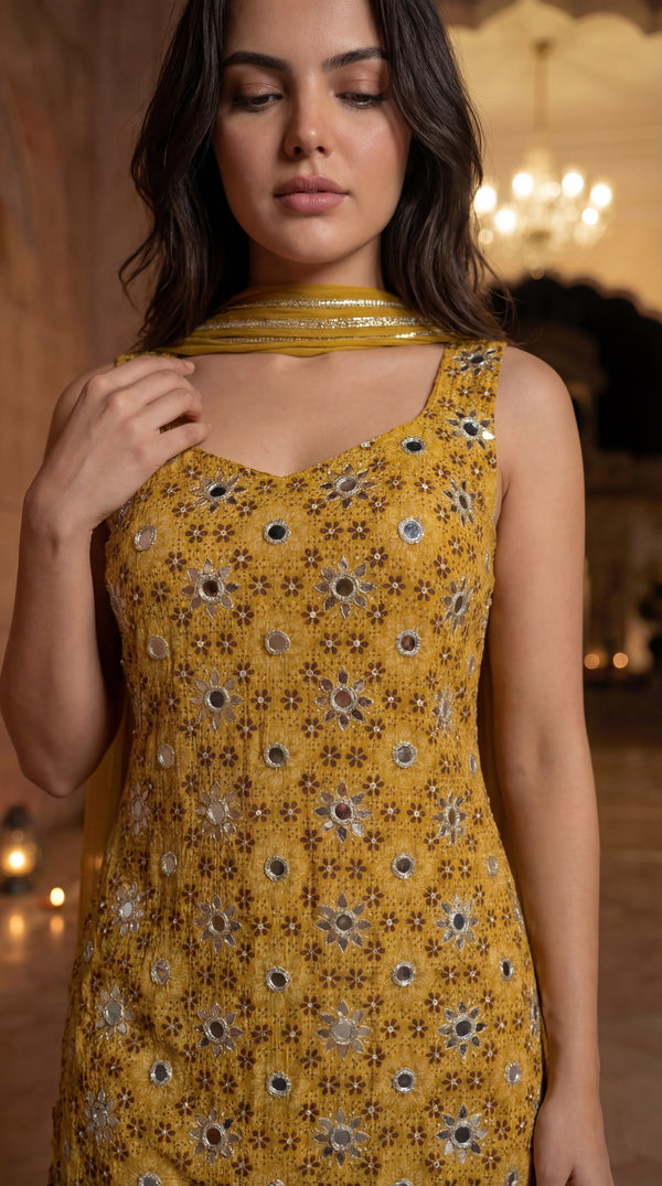 Sunlit Marigold Chinon Suit Set