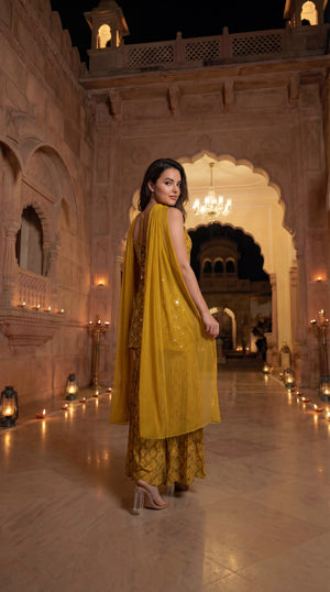 Sunlit Marigold Chinon Suit Set