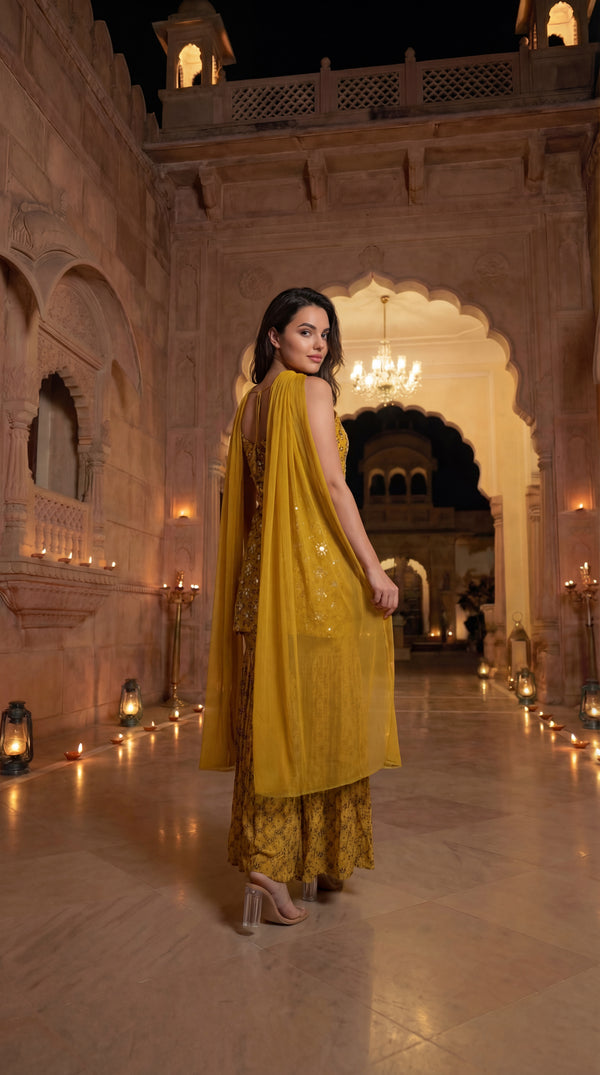 Sunlit Marigold Chinon Suit Set