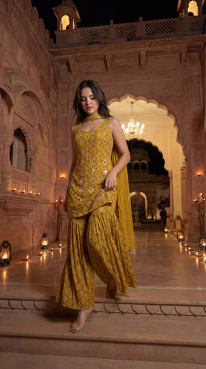 Sunlit Marigold Chinon Suit Set