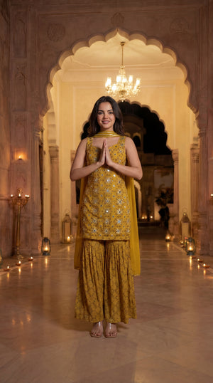 Sunlit Marigold Chinon Suit Set