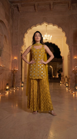 Sunlit Marigold Chinon Suit Set