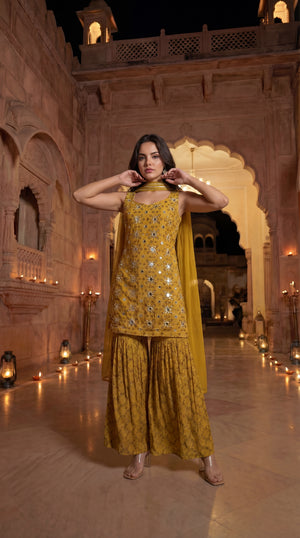 Sunlit Marigold Chinon Suit Set