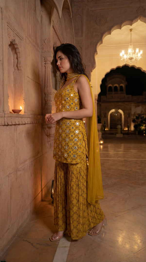 Sunlit Marigold Chinon Suit Set