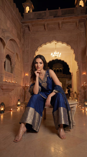 Imperial Plum Russian Silk Suit Set