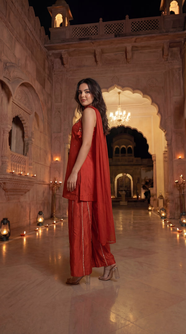 Amber Glow Russian Silk Suit Set