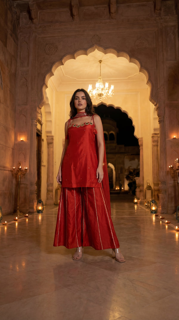 Amber Glow Russian Silk Suit Set